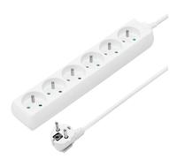 PremiumCord Regleta 230V, 6 Tomas, Extensión 230 V, Tomas Francesas Giradas 45°, Toma Múltiple Seguridad Infantil, Sin Interruptor, 3m