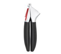 Prensa de ajos OXO Good Grips con limpiador incorporado - Cámara de gran capacidad - Construcción de zinc resistente - Apta para lavavajillas - Mangos suaves antideslizantes para mayor comodidad