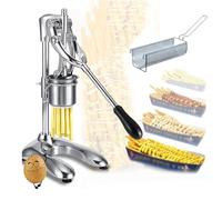 Prensa de patatas fritas con 16 agujeros, exprimidor manual vertical de patatas con cesta a juego, tiras de patatas fritas domésticas para uso en cocina
