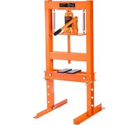 Prensa hidráulica de 6 toneladas con placas de prensado, ideal para uso en banco de trabajo