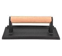 Prensa para carne de hierro fundido – Robusta – Con mango de madera – Ideal para hamburguesas – Cocción más rápida y sin deformaciones – Dimensiones: 20,5 x 10,5 x 7 cm