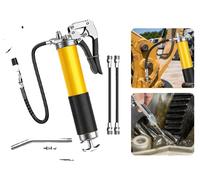 Prensa para grasa, con una presión de 8000 PSI, 16,5 pulgadas de longitud, manguera flexible, incluye conector de bloqueo, y un conjunto de accesorios completo