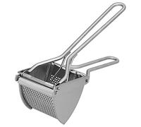 Prensador manual de papas y puré de acero inoxidable, machacador de papas y exprimidor de frutas de alta resistencia con mango largo para obtener papas trituradas suaves, verduras