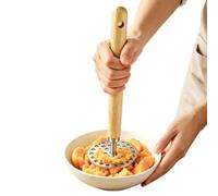 Prensador manual de patatas resistente con agarre de madera | Prensador manual de patatas con mango de madera resistente para puré de patatas suave, purés de verduras, cocina casera