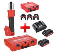 Prensadora a batería Rothenberger ROMAX NANO 18 V 34 kN CAS + 2 baterías LiHD 4,0 Ah + cargador + juego de 3 mordazas TH + Rocase