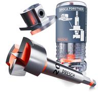 PRESCH Broca Forstner 20mm - Broca para madera con limitador de profundidad | Escala láser - Vástago hexagonal 1/4" y punta de centrado para agujeros limpios - Ideal para bisagras y espigas