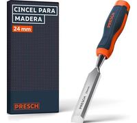 Presch Cincel para madera 24mm - Perfectamente afilado para uso inmediato - Profesional con ángulo de cuña de 25° - Robusta caperuza de impacto metálica - Mango ergonómico para un agarre seguro
