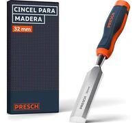 Presch Cincel para madera 32mm - Perfectamente afilado para uso inmediato - Profesional con ángulo de cuña de 25° - Robusta caperuza de impacto metálica - Mango ergonómico para un agarre seguro