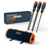 Presch Escofinas Madera 3pcs con bolsa - Juego de escofinas para madera de alta calidad que incluye escofina plana, media redonda y redonda - Juego de escofinas profesionales con 200mm para madera
