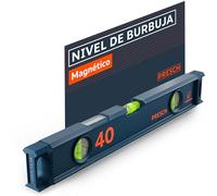 Presch Nivel Burbuja Magnético 40cm - Ampolla irrompible con pendiente 2% - Ventana de lectura vertical - Tapones antideslizantes innovadores - Superficie de medición precisa