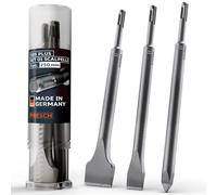PRESCH SDS plus Juego de Cinceles de 3 pzs. - Juego compuesto por cincel plano, ancho y puntiagudo - Puntas extremadamente robustas y duraderas - (longitud 250 mm) para golpes potentes