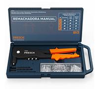 PRESCH Set de Remachadora Manual con 79 piezas en el maletín - Inc. 75 remaches ciegos, brocas HSS a juego y llave de montaje con calibre de remaches - Set todo incluido de tenazas remachadoras