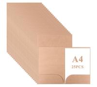 Presentación A4, 25 unidades - Archivador de documentos - Carpeta de colección - Papel kraft - Ranura para tarjetas de visita - Cartón, 31 x 22 cm