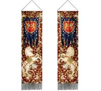 PRESSINART 2 Piezas 2 Estilos Tapiz de Caballo Y León Vertical Vintage de 51x13 Pulgadas Estético Y Angosto Tapiz Medieval de Pared con Borlas para Decoración Del Hogar En Sala de Estar Dormitorio
