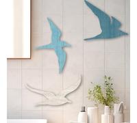 PRESSINART 3 Piezas de Decoración de Pared de Gaviota de Madera Esculturas de Pared de Mar Tema de Océano Seagull Colgante Arte Señal para Casa de Lago Restaurantes Tienda Dormitorio Baño Comedor