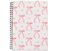 PRESSINART Cuaderno En Espiral Rosa con Lazo Coquette 8 x 6 Pulgadas con 80 páginas A5 Cuaderno Rayado para la Universidad con Bolsillos Bloc de Notas Elegante Suministros de Oficina Y Estudio