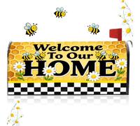 PRESSINART Funda de Buzón Magnética de Tamaño Estándar con Diseño de Verano Primavera de 21 x 18 Pulgadas Fundas para Buzones de Correo de Abeja de Miel con Margaritas de Poliéster Impermeable para