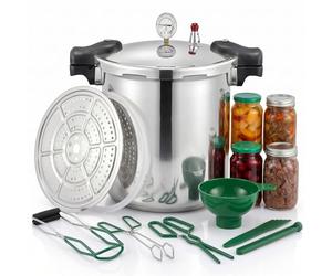 pressure cooker/Olla a presión compatible con inducción de 25 cuartos tanque de presión Manómetro digital incorporado de lujo,con 1 bandeja de vapor Alivio de presión 90Kpa/13 Psi (+/- 5%)