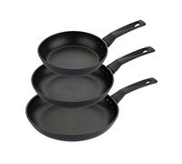 PRESTIGE Juego de 9 sartenes antiadherentes más resistentes - Juego de 3 sartenes de inducción de 21/25/29 cm con antiadherentes resistentes a los arañazos, asas de fácil agarre, utensilios de cocina