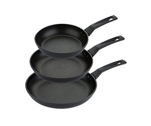 PRESTIGE Juego de 9 sartenes antiadherentes más resistentes - Juego de 3 sartenes de inducción de 21/25/29 cm con antiadherentes resistentes a los arañazos, asas de fácil agarre, utensilios de cocina