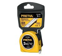 Pretul PRO-3MEB, Flexómetro, amarillo, 3m, cinta 13mm, Pretul, tarjeta plástica