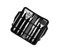 PRETYZOOM 12 Piezas Kit de Herramientas para Barbacoa de Acero Inoxidable con Bolsa Negra, Pala, Pinzas, Cuchillo, Tenedor, Brocha y Cepillo de Acero, para Picnic y Camping
