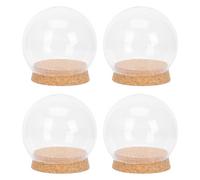 PRETYZOOM 4pcs pequeña cúpula de cristal con base de corcho campana de cristal claro globo pantalla terrario redondo para flor conservada rosa mini árbol de Navidad figura recuerdo