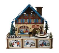 PRETYZOOM Casa Pequeña Navideña de Madera con Luces LED Decorativa para Hogar con Ambiente Festivo para Navidad