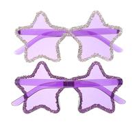 PRETYZOOM Gafas de Sol Ligeras sin Montura 2 Piezas Forma de Estrella, Gafas de Sol de Plástico Púrpura 15x14x7cm para Fiesta para Mujeres y Teens, Fiesta Verano y Vacaciones