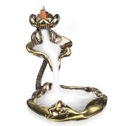 PRETYZOOM Quemador de Incienso de Latón Diseño de Loto Dorado, Soporte para Conos Función de Reflujo y Decoración Elegante para Oficina o Escritorio