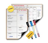 Previs Pack Calendario Magnético Mensual + Planificador Semanal Magnético para Nevera y Escritorio A3 (30x40CM) - Organizadores con Imán