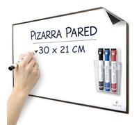 PREVIS Pizarra Adhesiva Pared Blanca Magnetica A4 30x21cm + 3 Rotulador Borrable - Papel Pizarra Adhesivo Pared - Rollo Vinilo Hogar y Oficina - No Daña Pared Fácil de Trasladar