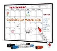 Previs Pizarra Magnetica Nevera A4 - Calendario Magnetico con Lista Compra Nevera - Calendario Nevera Iman y Pizarra para Cocina - Planificador Mensual Magnetico