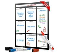 Previs Planificador Semanal Magnetico para Nevera y Escritorio A3 - Pizarra Magnetica Nevera - Calendario Magnetico con Lista Compra Nevera - Planificador Menú.