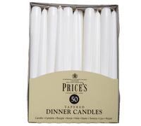 Price's Candles Tapered Dinner Candle Unwrapped 50pk White