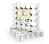 Price's Velas de té de 8 horas, paquete de 50 velas de té limpias, veganas y kosher, de larga duración, ideales para uso diario, velas de té sin perfume, ideales para uso diario