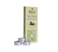 Price's - Velas de té de Chef's - Paquete de 10 velas de té que eliminan el olor - Hechas con extractos de albahaca, pachulí y geranio, fragancia limpia, fresca y de calidad - Aroma de larga duración