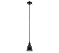 Eglo Lámpara de techo Priddy, lámpara de mesa vintage de diseño industrial de un foco, lámpara colgante retro de acero, color negro, blanco, portalámparas E27