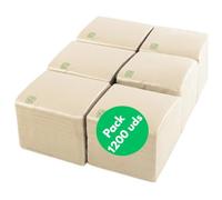 PRIETO LARREY - Pack 1200 Servilletas de Papel Reciclado para Cocktail - 20x20cm - Pequeñas e Individuales - Biodegradables y Compostables - Ideales para hostelería (1200, ECO)