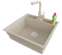 PRIMAGRAN Fregadero bajo Encimera Beige - Bergen Double Pocket, 56x54cm