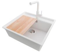 PRIMAGRAN Fregadero bajo Encimera Blanco - Bergen Low Cut Top, 56x53cm