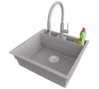 PRIMAGRAN Fregadero bajo Encimera Gris - Bergen Double Pocket, 56x54cm