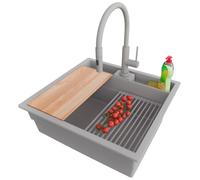 PRIMAGRAN Fregadero bajo Encimera Todo Gris - Bergen Double Pocket, 56x54cm