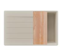 PRIMAGRAN Fregadero Cocina al Mueble 45cm + Kit de desagüe, 78x50cm | Set: Kit de desagüe (sifón, válvula, rebosadero) + Tabla de Cortar + Copenhague Top 1 Seno Granito, Todo Beige