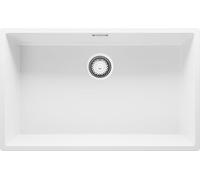 PRIMAGRAN Fregadero Cocina al Mueble 80cm + Kit de desagüe, 76x47cm | Set: Kit de desagüe (sifón, válvula, rebosadero) + London Slim 1 Seno Granito, Blanco