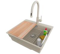 PRIMAGRAN Fregadero Granito Beige - Oslo max step, 58x53cm