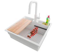 PRIMAGRAN Fregadero Granito Blanco - Bergen Double Pocket, 56x54cm