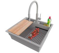 PRIMAGRAN Fregadero Granito Gris - Bergen Double Pocket, 56x54cm