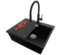 PRIMAGRAN Fregadero Granito Negro - Oslo Top, 58x50cm