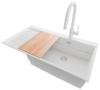 PRIMAGRAN Fregadero Granito Todo Blanco - Sydney Ergo, 90x50cm